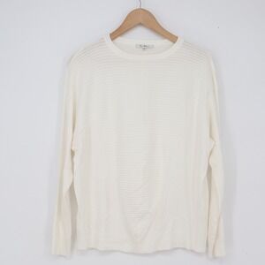 Vita Milano Sweater Womens M White Ribbed Textured Knit Crew Neck Excellent
